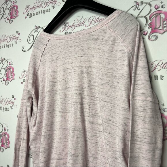 tna Aritzia pink long sleeve heathered pink grey high low sides comfy stretchy - Picture 4 of 6
